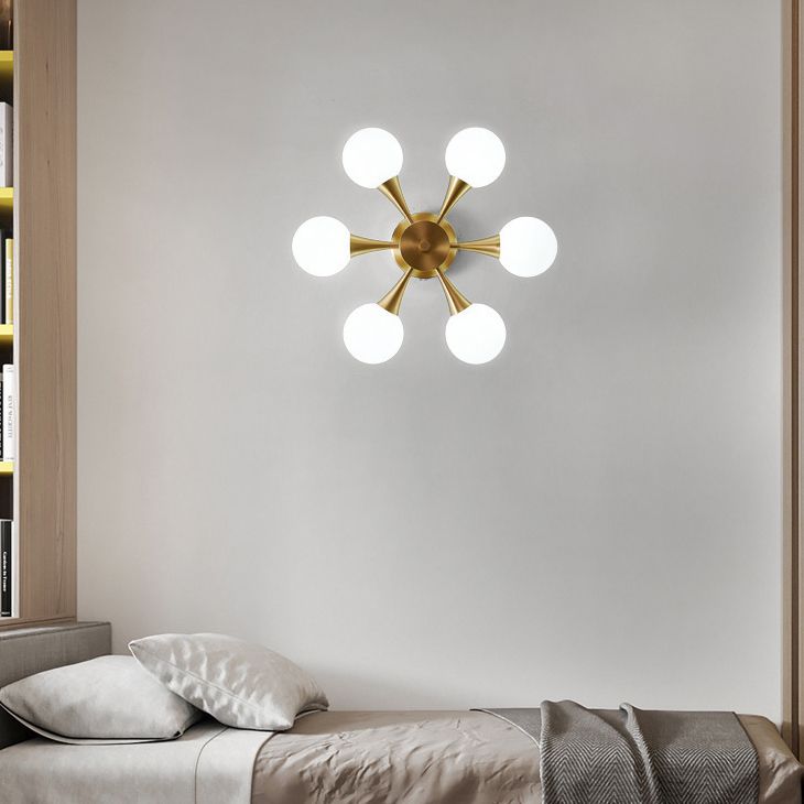 4/6-Light Golden Modern Flush Mount Lighting Glass Ceiling Light for Bedroom