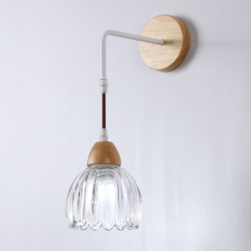 Contemporary Glass Shade Wall Sconce Lighting 1-Light Shade Wall Lamp for Bedroom