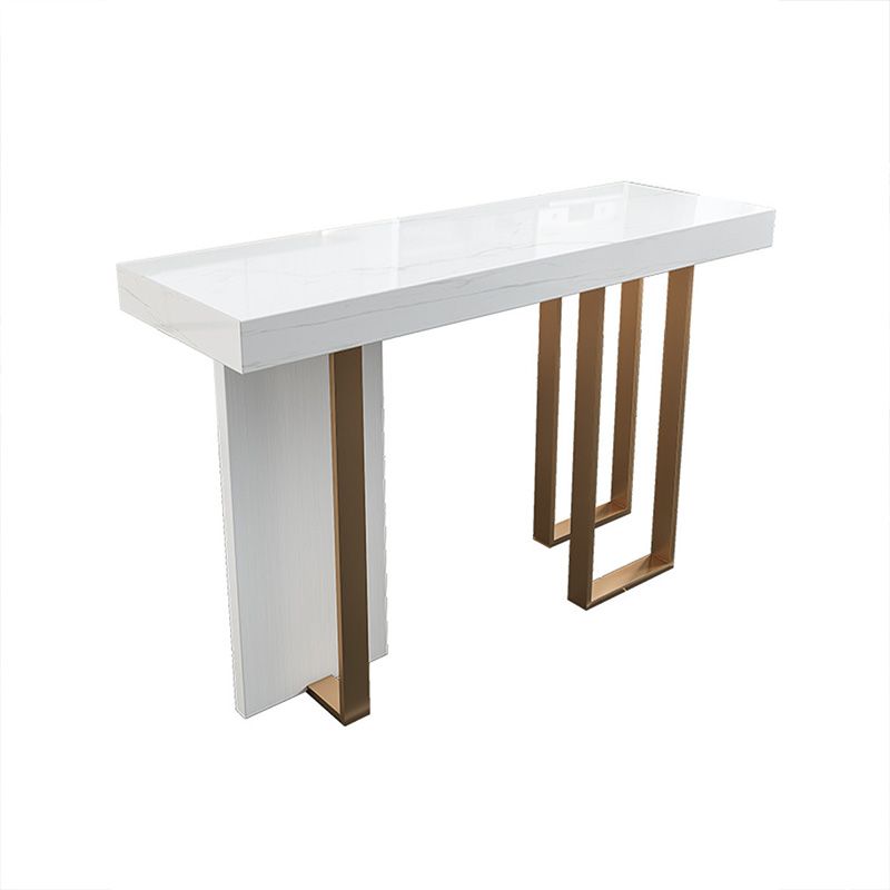 Glam Rectangle Bar Table Faux Marble Top Table for Patio Use