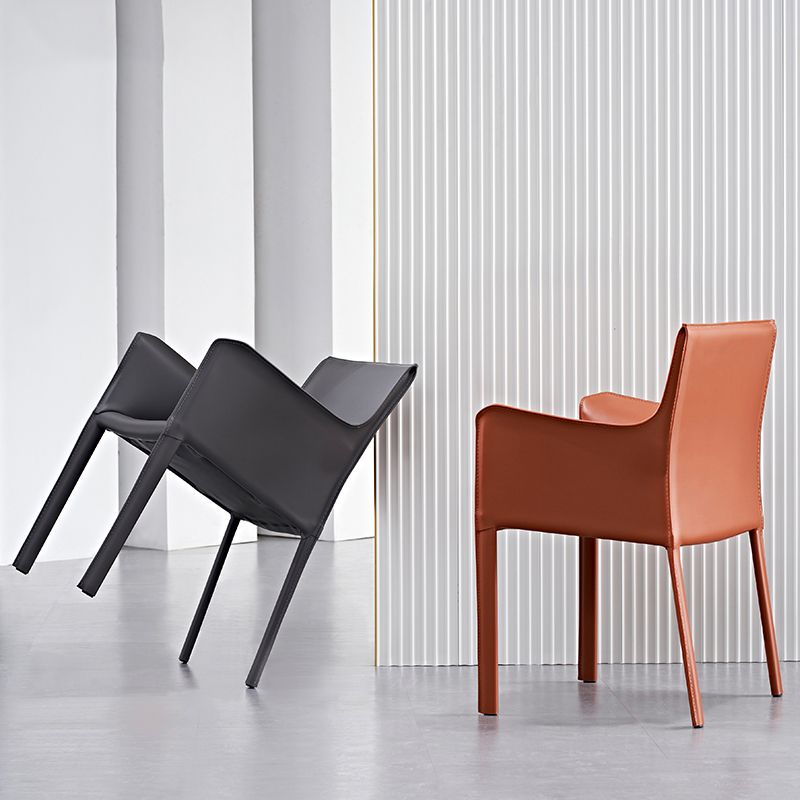 Silla de comedor de metal contemporáneo Comedor Silla individual con respaldo sólido y brazo