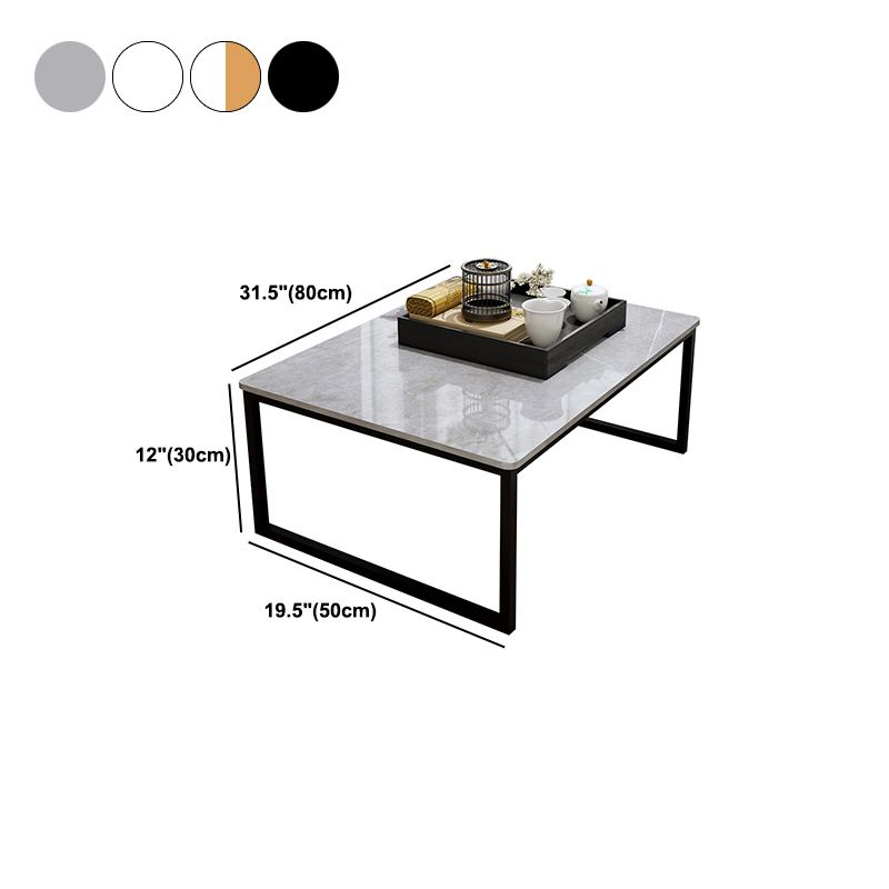 Glam Sled Coffee Table Set Slate Rectangular Coffee Table for Home