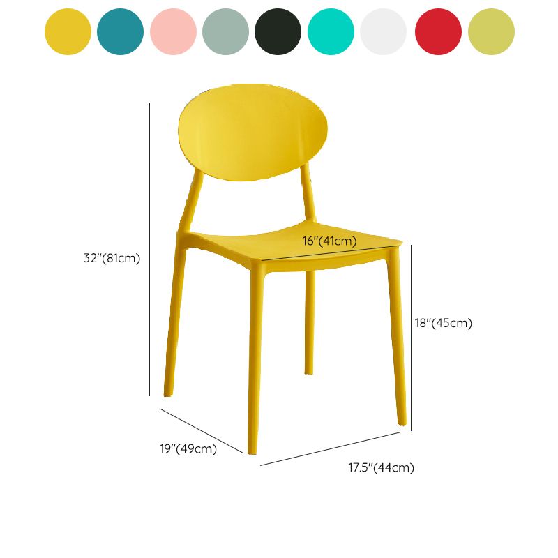 Contemporary Style Armless Chair Plastic Open Back Side Dining Chair for Restaurant