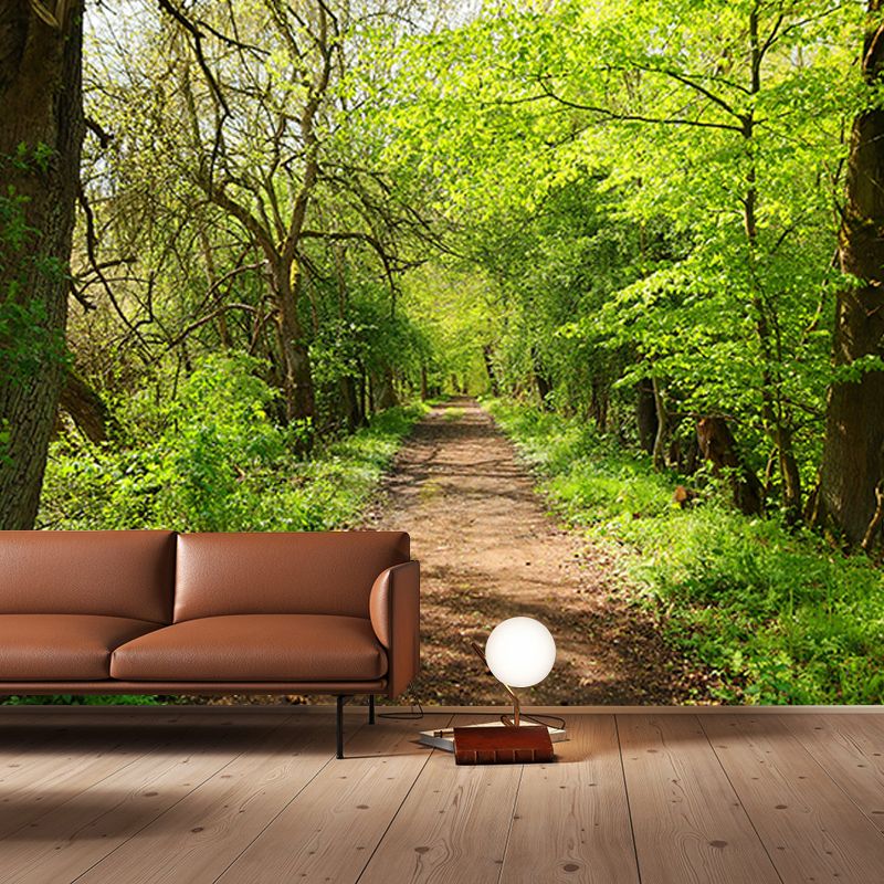 Dense Forest Trees Moisture Resistant Contemporary Bedroom Wall Covering