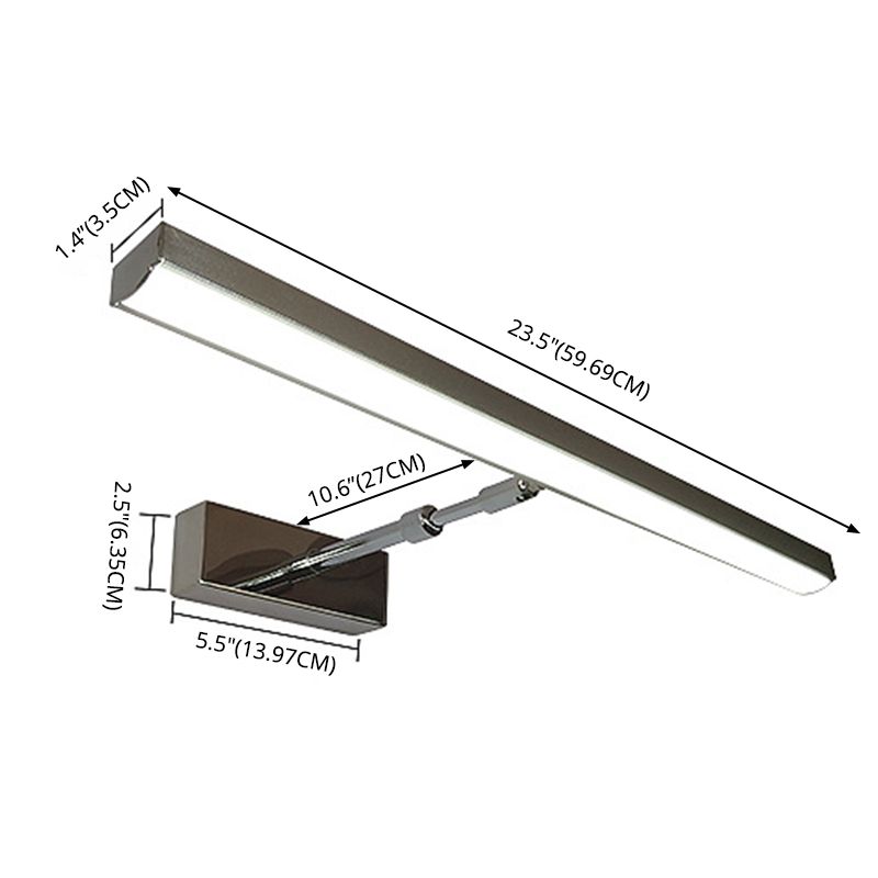 Arm Length Adjustable Minimalism LED Vanity Light Contemporary Style Stainless Steel Makeup Mirror Light with Acrylic Shade