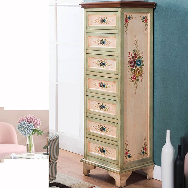 Traditional Vertical Home Chest Wooden Storage Chest with Drawers