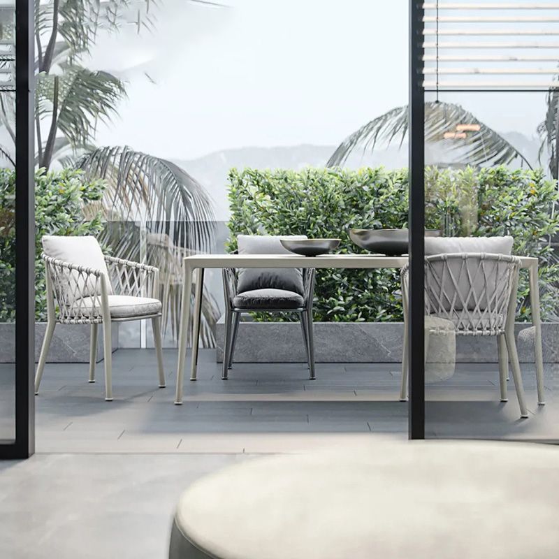 Boho Style Rectangular Dining Set Metal Base 1/3/5/7 Pieces Dining Set