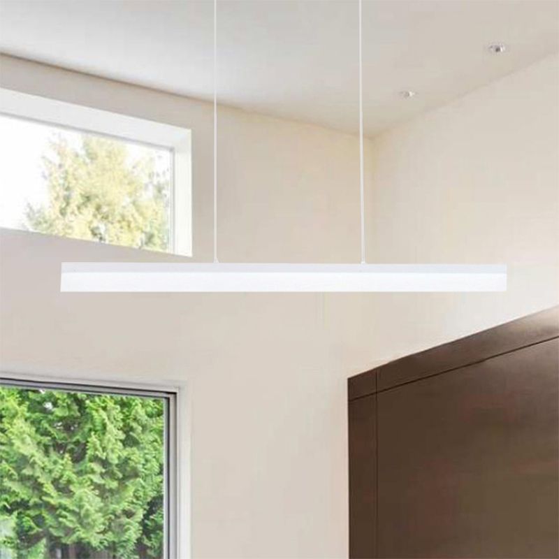 Black/White/Brown Linear Pendant Lighting Minimalist Metal LED Hanging Light in Warm/White/Natural, 31.5"/39"/47" Wide