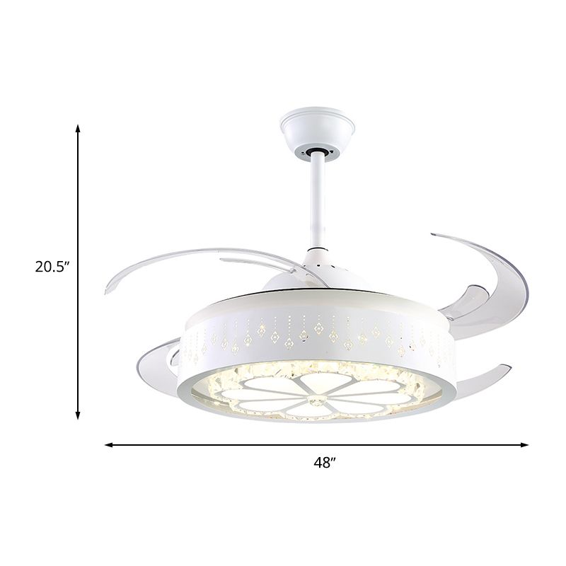 Facettierte Kristallblumendecke Lüfter Leichter Moderne Stil weiß geschnitzte LED Semi Flush Lampe