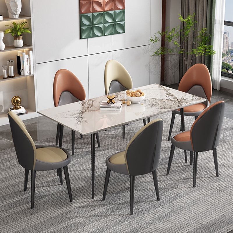 Chaise d'appoint de style moderne, chaise de salle à manger rembourrée en métal à dossier solide (Ensemble de 2)