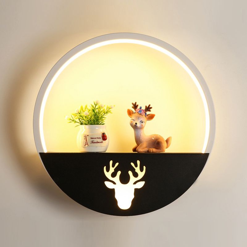 Modern Style Circle Shape Wall Sconce Metal 1 Light Wall Light for Bedroom
