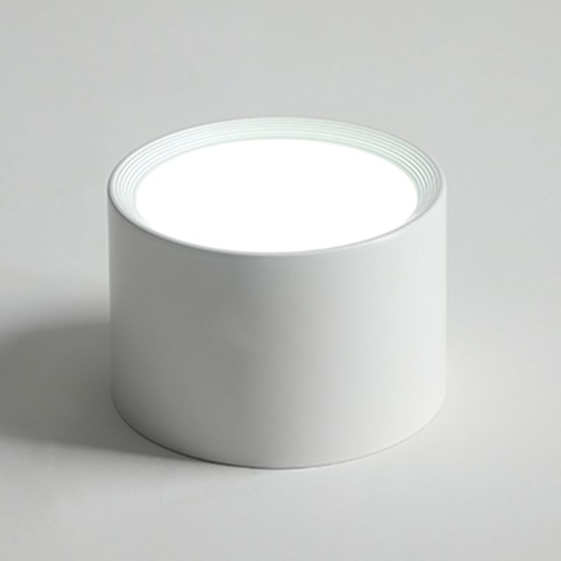 Modern Minimalist LED Flush Mount Iron Cylindrical Ceiling Light with Acrylic Shade