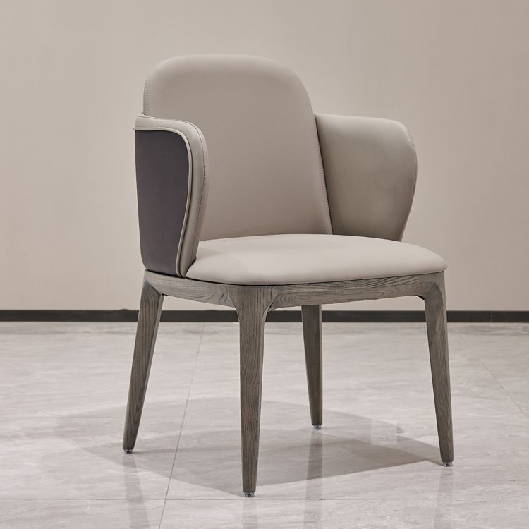 Faux Leather and Solid Wood Modern Dining Accent Chair for Home