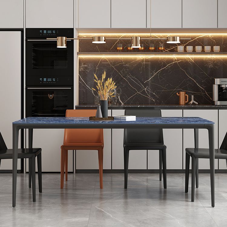 Sintered Stone Esstisch Industrial 4 Beine Basis Rechtecktisch für Zuhause