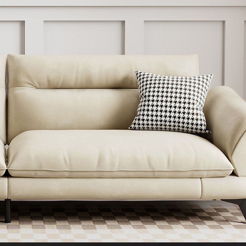 31.49" High Scandinavian Sofa Faux Leather/Linen Flared Arm Sofa