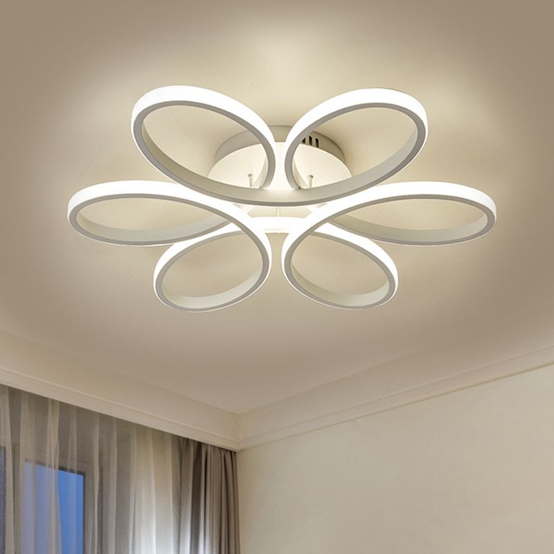 Blooming Flower Hotel Ceiling Light Fixture Metal Modernist LED Semi Flush Mount in Warm/White Light, 23"/29" Wide