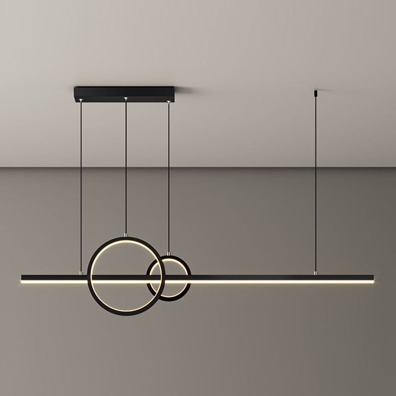 3-Light Geometric Island Light Fixture Modernism Metal Island Pendant Lights in Black