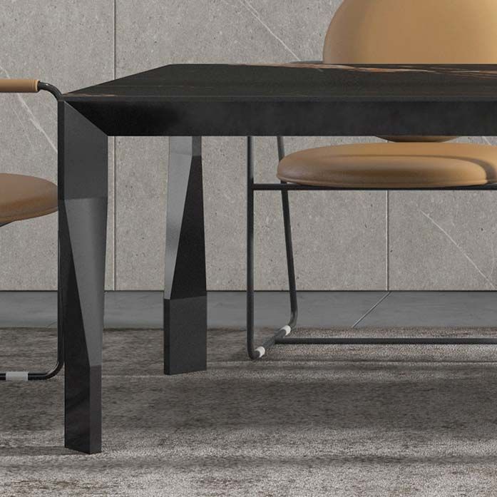 Industrial Style Dining Sintered Stone Table Dining Rectangle Table with Metal Legs