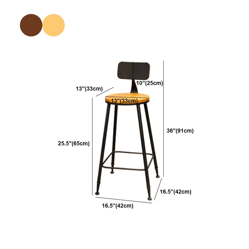 Industrial Style Backrest Counter Stool Iron Cafe Bar Stool with Seat and Pedal