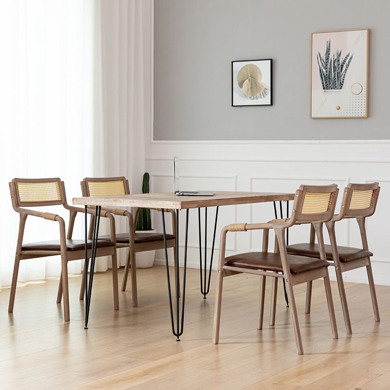 Traditional Style Rubberwood Chairs Kitchen Open Back Dining Side Chair