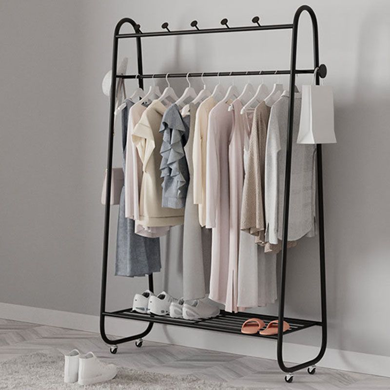 Modern Coat Rack Metal Storage Shelf Free Standing Hooks Coat Hanger