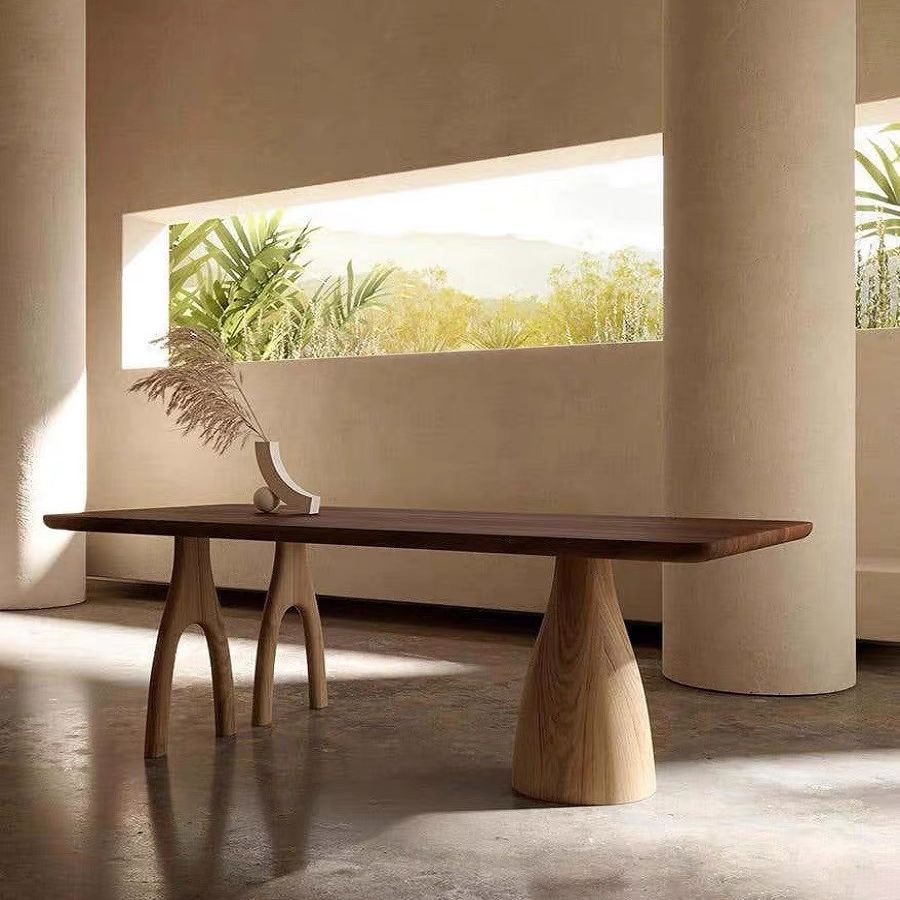 Industrial Style Dining Table Brown Rectangle Wooden Dining Table for Home Use