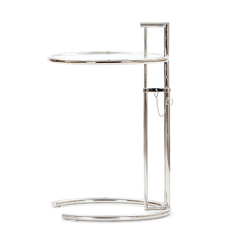 Lift-top Coffee Table Glass with Round Top and Stainless Steel Base