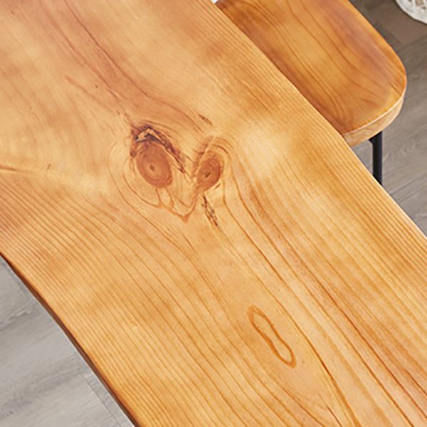 Industrial Solid Wood Bar Table Rectangle Bar Height Table with Double Pedestal Base