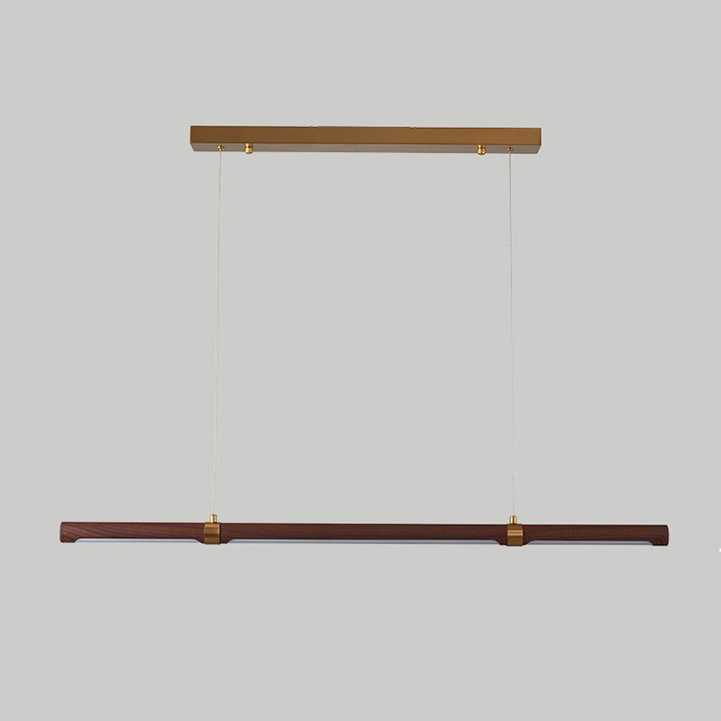 Linear Iron 1 - Light Kitchen Island Light in Walnut and Gold Finish LED Ceiling Pendant