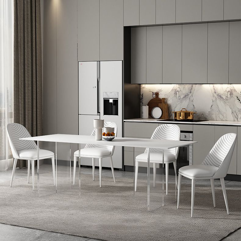 Medieval Modern Rectangle Dining Table Sintered Stone Table with Acrylic Legs for Home Use