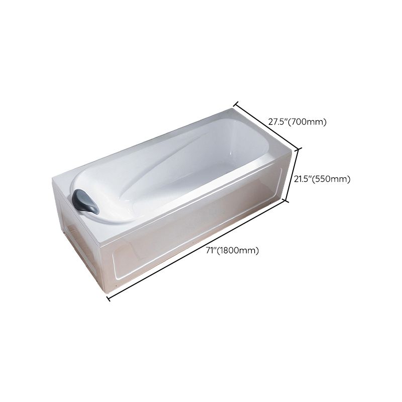 Back to Wall Rectangular Bath Freestanding Acrylic Soaking White Bathtub