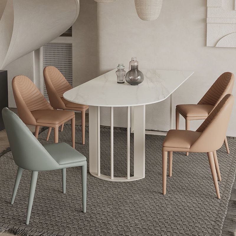 Simplicity Free Form Table Sintered Stone Top Iron Base Dining Table