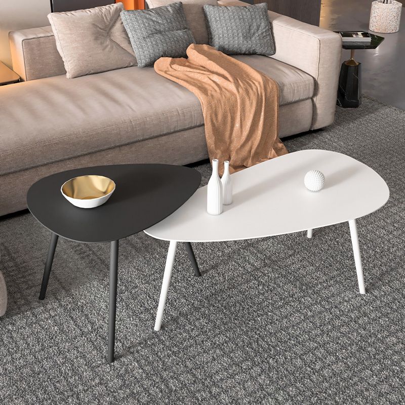 3 Legs Base Metal Black/white Base White/black Free Shape Coffee Table
