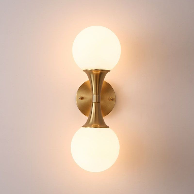 Spherical Sconce Wall Lighting Postmodern Milk Glass Living Room Wall Lamp in Gold
