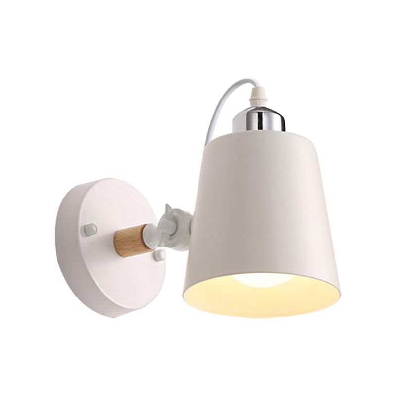 Gray/White/Pink/Yellow/Blue/Green Conical Sconce Light Fixture Minimalist Metal 1 Light Wall Mount Lamp for Bedside