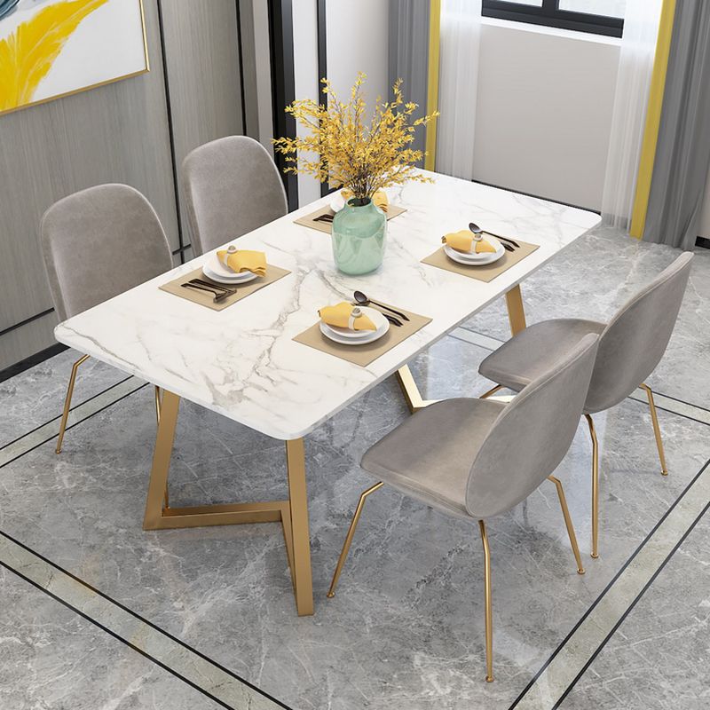 Mesa de comedor rectangular de lujo tradicional, muebles de mármol para el hogar