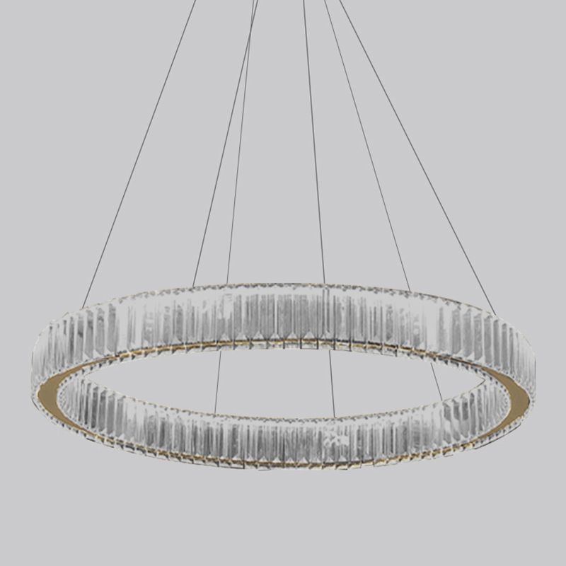 Moderne kreisförmige Kronleuchterkristall 1 Leicht Kronleuchter Anhänger Licht in Gold