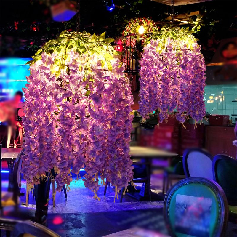 Éclairage de suspension de la sphère violette Rétro métallique 1 tête de plafond de restaurant de restaurant avec décor de glycémie