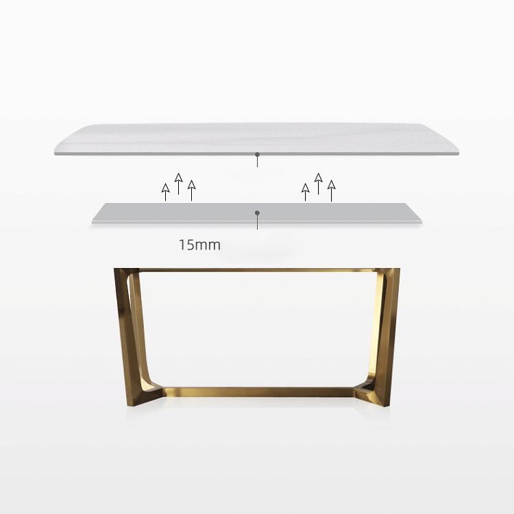 Home Scandinavian Style Sintered Stone Dining Bench Set Rectangular Dining Table with Trestle Base