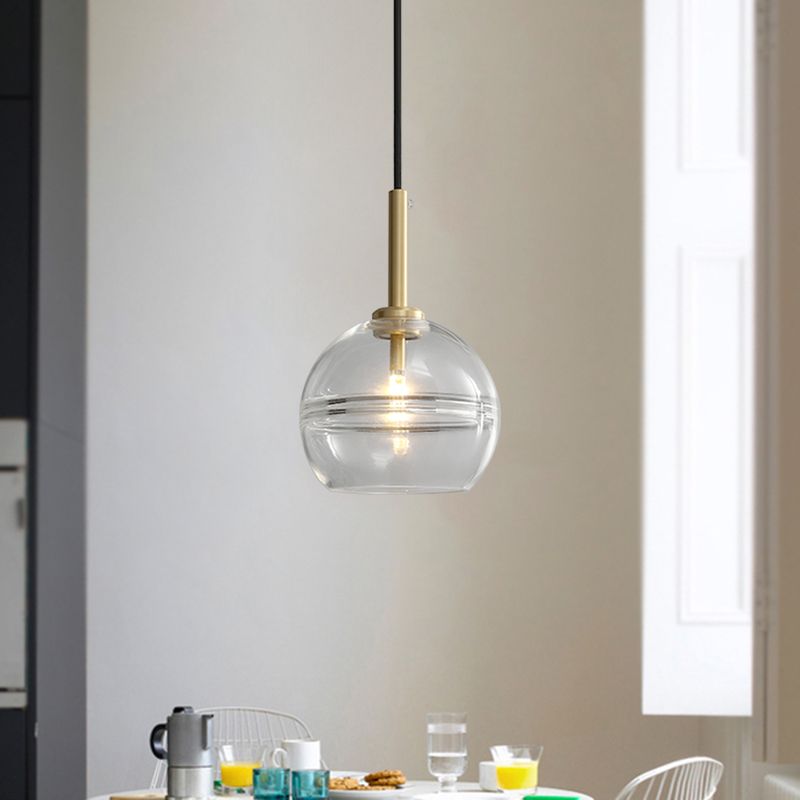 1 Ligera de la sala de estar Lámpara Modernista Modernista Kit de lámpara de colgar con esfera clara/humo gris tono de vidrio volante