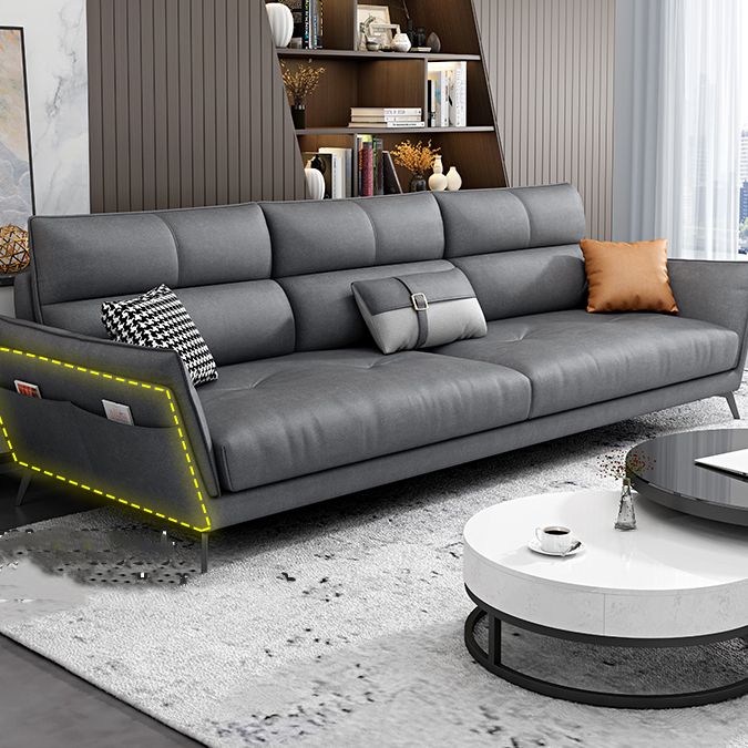 Ultra-Modern Sewn Pillow Back Faux Leather Pillow Top Arm Sofa with Wear-resisting