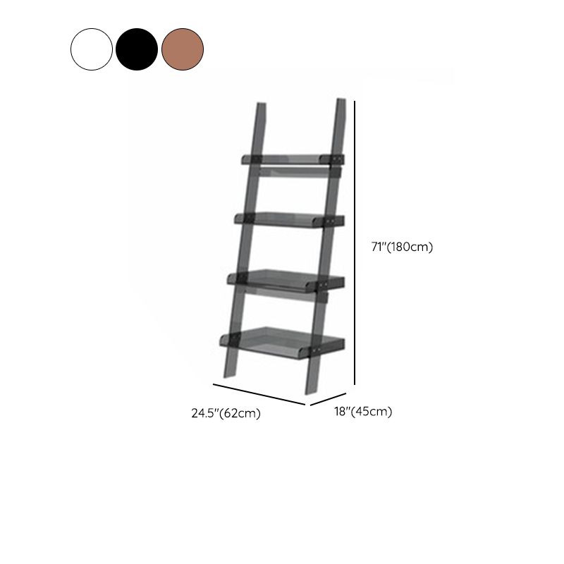 Contemporary Open Back Bookshelf Ladder Acrylic Bookcase with Shelves