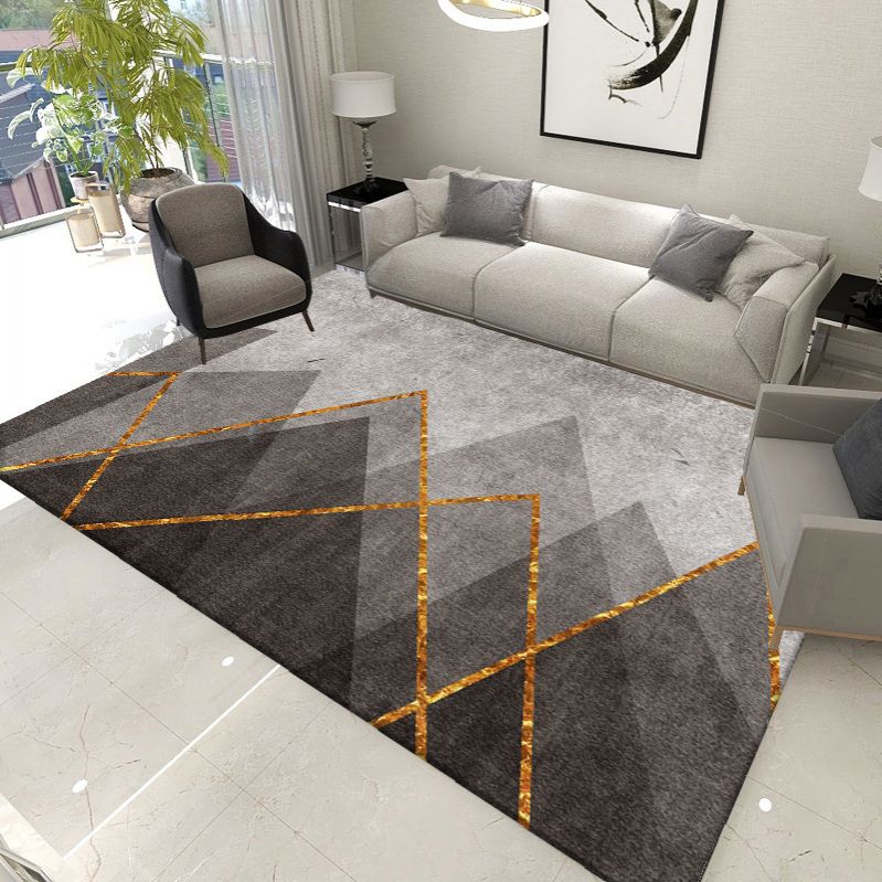 Orange Modern Indoor Rug Polyester Graphic Rug Non-Slip Backing Rug for Home Decor
