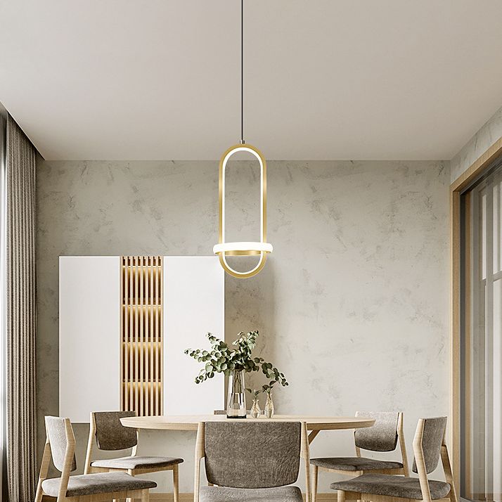 Metal Geometric Ceiling Suspension Lamp Simplicity Style LED Hanging Pendant Light