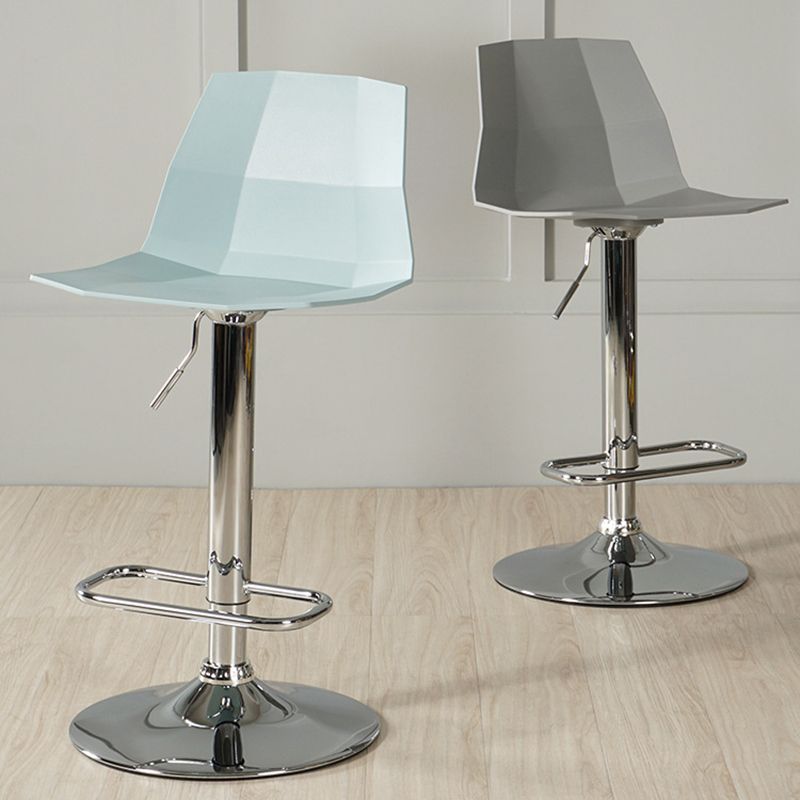 Adjustable Height Swivel Counter Stools Iron Plastic Silver Scandinavian Bar Stools