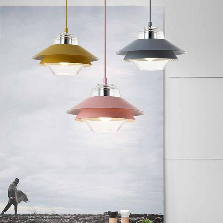 Luz de colgante de 3 tono Macaron vidrio transparente 1 comedor de bombilla accesorio de lámpara colgante
