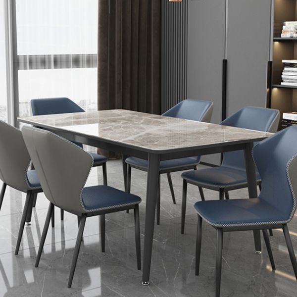 Sintered Stone Two-Color Dining Table Simplicity 4 Legs Table for Dining Room