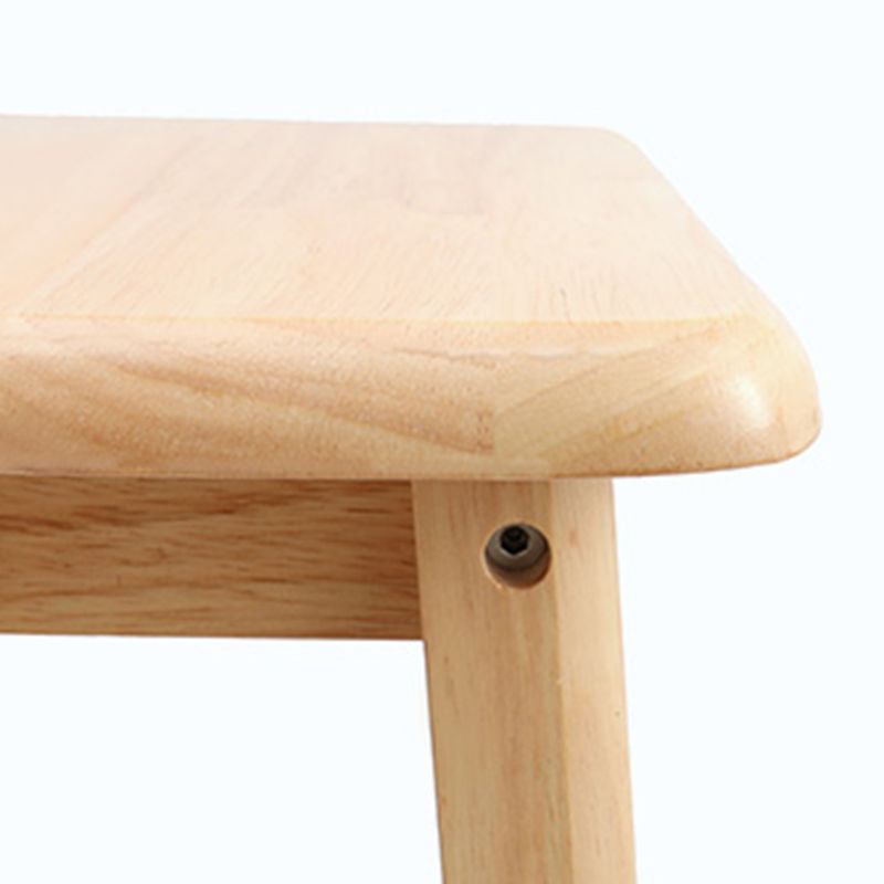 Industrial Wooden Counter Chair Square Backless Solid Wood Round High Chair with 4 Legs