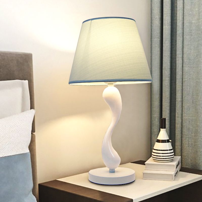 Cone Shape Bedroom Table Lamp Fabric Minimalist-Style Night Table Lamp