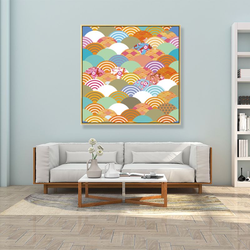 Textured Geometrical Wall Decor Canvas Print Oriental Wall Art for House Interior