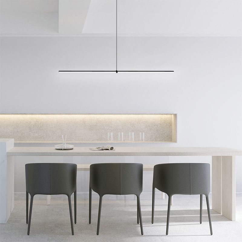 Slim Island Lighting Fixtures Metal Modern Simplicity Island Lighting Ideas for Restaurant